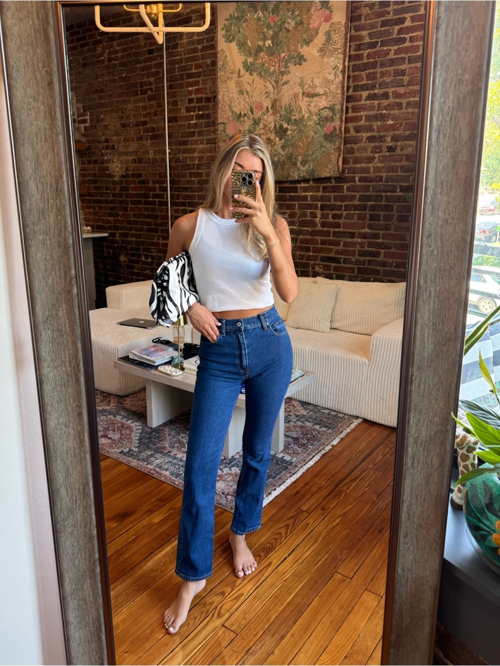 Abercrombie & Fitch Dark Blue High-Rise Straight Jeans